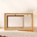 Double-sided rotating wooden pet memorial photo frame with light in light wood finish - Yellow Wood Grain Horizontal-6 Inch No Light