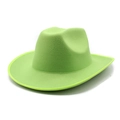 Detailed side view of neon green western cowboy hat with wide rolled brim and felt texture - M (56-58cm) / Fruit Green