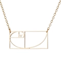 Golden Fibonacci spiral rectangle pendant necklace with minimalist chain jewelry - 618 Fibonacci Spiral / Gold