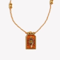 18K gold plated necklace with orange enamel evil eye pendant and colorful woven cord - Woven Rope Enamel Sun Tarot-Gold Orange