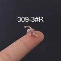 Rose gold crescent moon and wand ear stud with purple zircon on a finger for size - Zirconia Moon Scepter Style (309-3#R) / Rose Gold