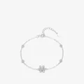 Elegante pulsera de plata de ley S925 con flores de cristal brillante y acabado pulido - Plata 925 / Plateado