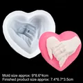 3D-Herz-Silikonform mit Händchenhalten-Motiv für handgemachte Kerzen und Seife - 2# / Transparent