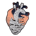 Enamel nursing badge featuring a blue heart held by hands with USB cable accents - Hug Heart Data Cable Style (xz2195)