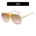 Fashion square double bridge sunglasses with gradient pink yellow frame and brown lenses - Yellow Pink Frame Tea Lens