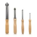 Set of four stainless steel clay hole cutters with ergonomic wooden handles in varying sizes - 4-Piece Round Hole Punch Set