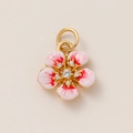 Macro shot of 18K gold plated flower pendant with pink petals and clear zircon centers - Single Pendant (No Chain) / Gradient Pink Flower