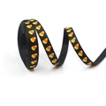 10mm black grosgrain ribbon with colorful candy corn pattern for Halloween decor - Candy Corn
