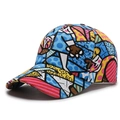 Bunte Graffiti-Baseballkappe mit Pop-Art-Druck in leuchtendem Rot, Blau und Gelb - Verstellbar / Blau Cartoon