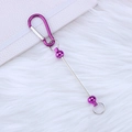 Purple DIY metal carabiner key hook with spherical beads on soft plush background - Purple