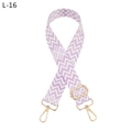 Detail of adjustable purple geometric pattern bag strap with gold metal lobster clasps - L-16 Light Purple