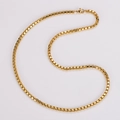 Close-up of a polished golden stainless steel box chain necklace with 304 grade quality - Necklace 50cm / Gold
