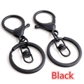 DIY black lobster clasp keychain accessories with 30mm round ring and chain links - Black
