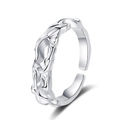 Silver adjustable open ring featuring unique irregular lava texture and metallic finish - Adjustable Open / White Gold