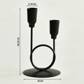 Minimalist matte black U-shaped double head metal candle holder with round base - Double Head Portable Style - Black