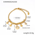 Bracciale in acciaio inossidabile dorato con numeri romani e ciondoli in zircone - Bracciale con numeri romani d'oro