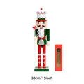 38cm Holz Nussknacker Soldat mit Zuckerstange und Geschenkbox für Weihnachtsdekoration - Z3865 Weißer Pfefferminz Soldat