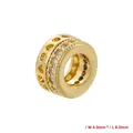 Detail view of gold honeycomb charm with zircon stones, measuring 4.0mm by 8.0mm size - Style G: Heart Hollow (VZ434B1) / 4*8mm / Gold