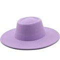 Lavender minimalist wool fedora hat with flat top and wide brim for winter fashion - M (56-58cm) / Taro Purple