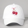 Berretto da baseball in cotone bianco con stampa ciliegia e testo Have a good day - Taglia unica / Bianco