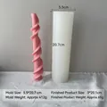 Pink spiral candle with its white silicone mold measuring 5.5x20.7cm for DIY craft - Long Spiral Pillar H-0329