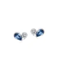 Asymmetrische S925 Silber Herzohrstecker mit blauen und klaren birnenförmigen Steinen - Schmetterlings-Design / Blaue Ohrstecker