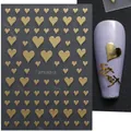 Golden heart nail art stickers STZ-X013 for Halloween with metallic finish on purple nails - STZ-X013 Gold Heart Pattern