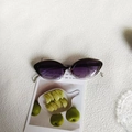 Women's cat-eye sunglasses with transparent grey frame and purple gradient lenses - Black to Transparent Grey