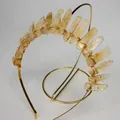 Handgefertigtes goldenes Kristall-Haarband mit gelben Edelsteinen für Brauthaarschmuck - Golddraht Citrin