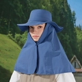 Dark blue sun hat with wide brim and neck flap in quick-dry fabric for hiking and outdoor - Navy Blue