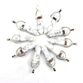 Set van 10 witte turquoise zeshoekige kristallen hangers met zilveren metalen oog - Howliet