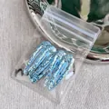Set of 4 sparkling blue sequin BB hair clips for girls in a clear protective pouch - Blue Water Drop