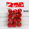 Set of 12 glossy red 3cm Christmas ball ornaments in clear plastic bag packaging - Shiny Surface / 3cm Red 【12Pcs】