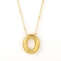 Minimalist gold bubble oval pendant necklace in polished stainless steel for women - Gold - O