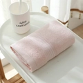 Soft pink cotton face towel with absorbent loops and decorative satin border stripes - 33*73CM / Pink