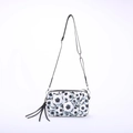 Crossbody camera bag featuring a classic soccer ball print and decorative tassel detail - White Football