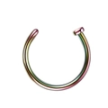 Macro view of a colorful rainbow stainless steel nose ring with smooth flat end - Style A / 0.8x8mm / Colorful
