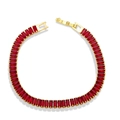Goldenes Gliederkettenarmband mit roten Zirkonia-Steinen und sicherem Faltverschluss - Rot