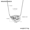 Silver geometric molten pendant necklace in polished stainless steel with snake chain - M069-Steel Color Sweater Chain / Silver