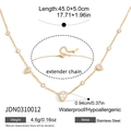 Detail van de roestvrijstalen druppelvormige ketting met verstelbare verlengketting en sluiting - Waterdruppel Zirkonia Stijl (JDN0310012)