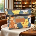 Portamonete blu con gatti cartoon doppia cerniera e portachiavi in metallo vintage - Gattino - Grigio nero