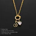 Stainless steel initial S and heart pendant necklace in 14K gold finish - Letter S(XNL0085)