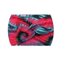 Women's yoga headband featuring a vibrant tie-dye pattern and central twisted knot detail - 32-Blue Pink Black Tie-dye