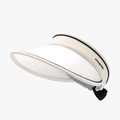 Beige and white PVC visor hat with black trim and adjustable strap for sun protection - Adjustable / Beige