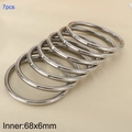 Set of 7 silver finish 18k plated 6mm thick hollow steel bangles with 68mm inner diameter - Steel Color Set (7 Rings)