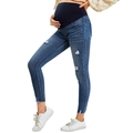 Jeans premaman skinny blu lavato con fascia addominale di sostegno blu scuro - XL / Blu navy