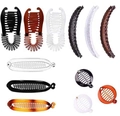 Banana hair clips and comb set in black, brown and clear colors on white background - Set 14 / 10-Piece Set