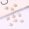 Nine gold star-shaped zircon pendants with clear crystals for DIY jewelry making - Pentagram 10*11mm