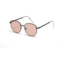 Retro polygon metal sunglasses with light pink lenses and slim black frame for women - Black Frame Light Tea Lens