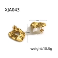 Boucles d'oreilles créoles irrégulières dorées en acier avec dimensions 24mm par 31mm - Taille unique / Style de lave dorée irrégulière (XJA043)